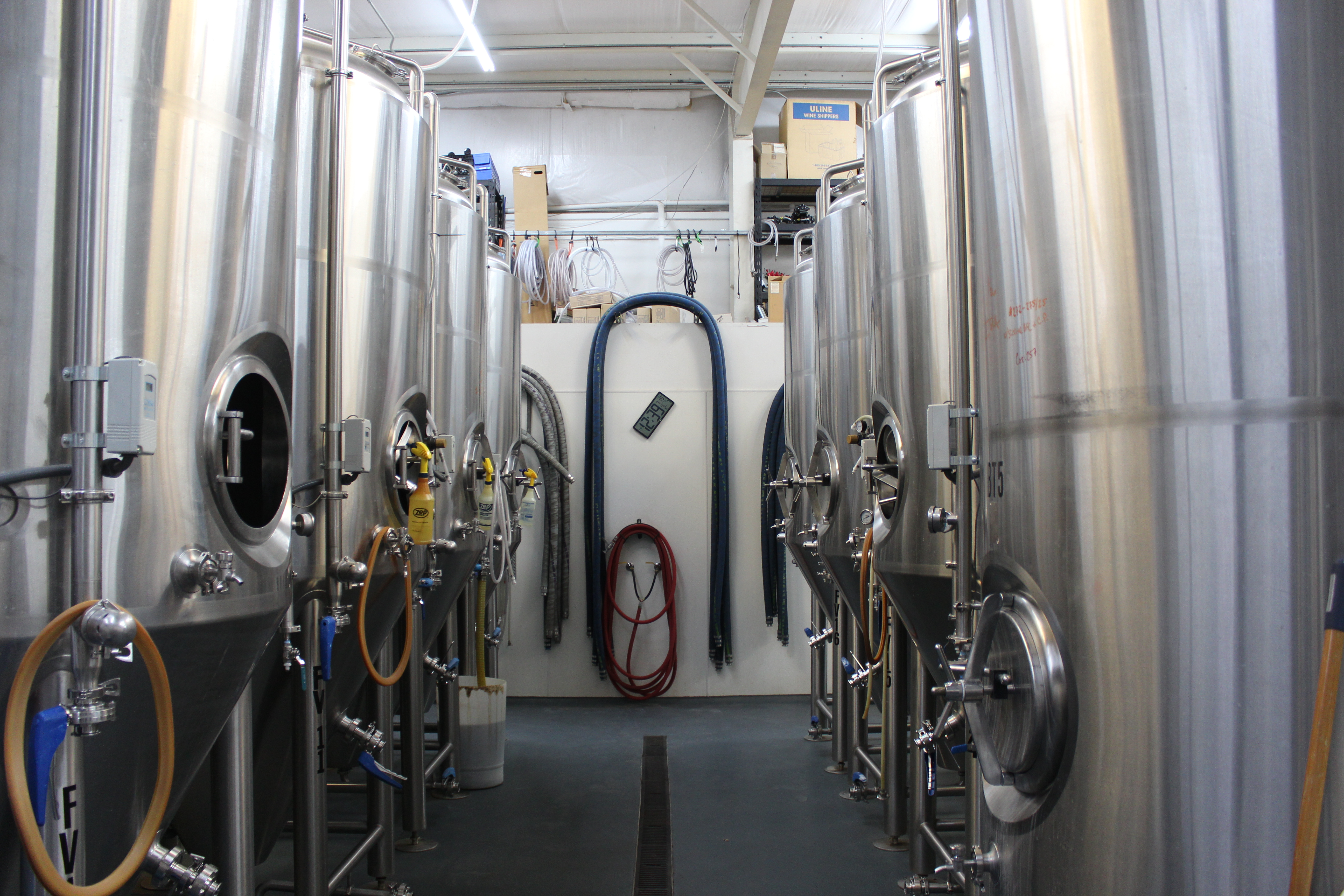Fermenter row in a partner brewhouse