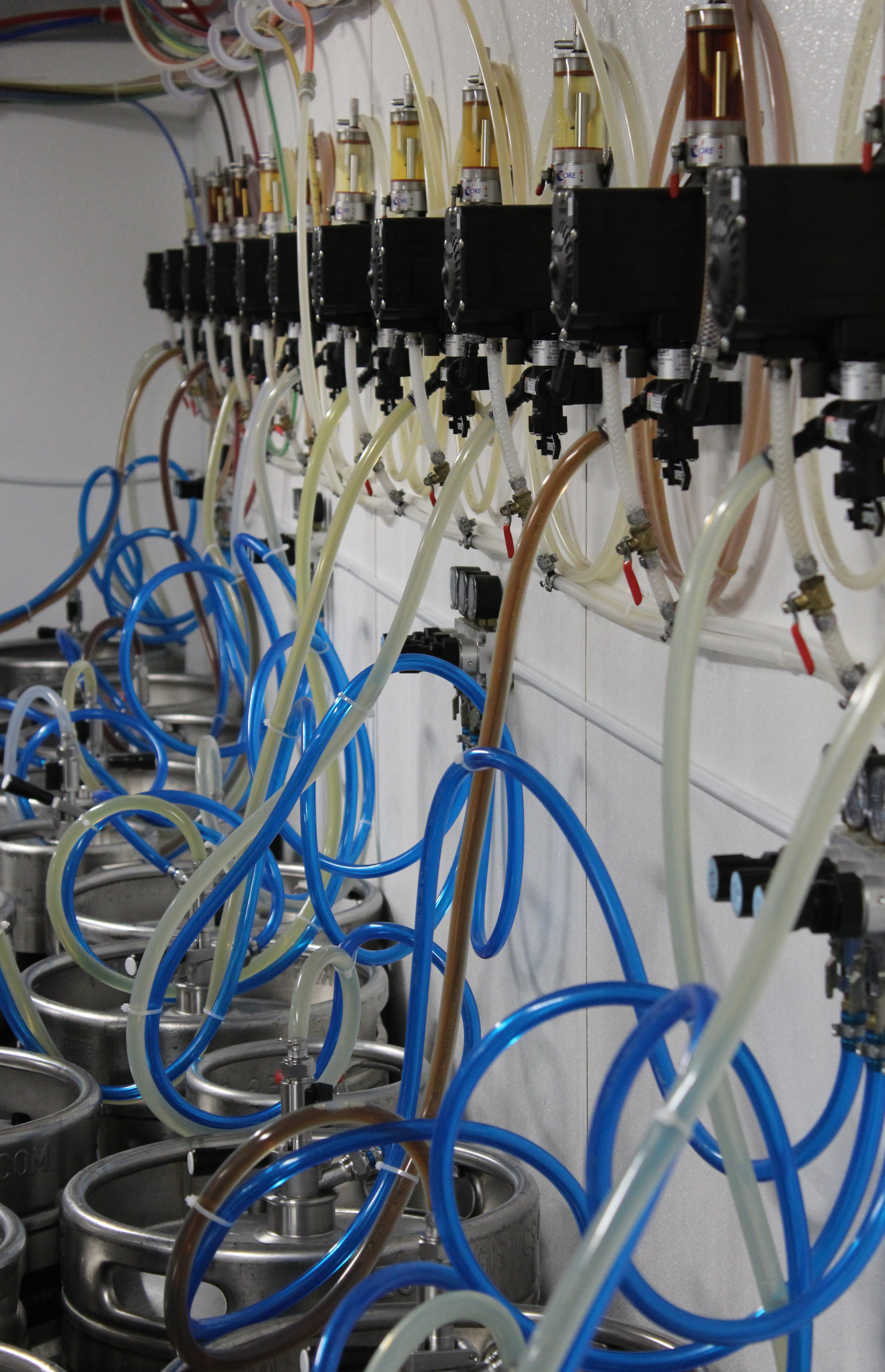 Refrigerated keg room at a New Mexico brewery